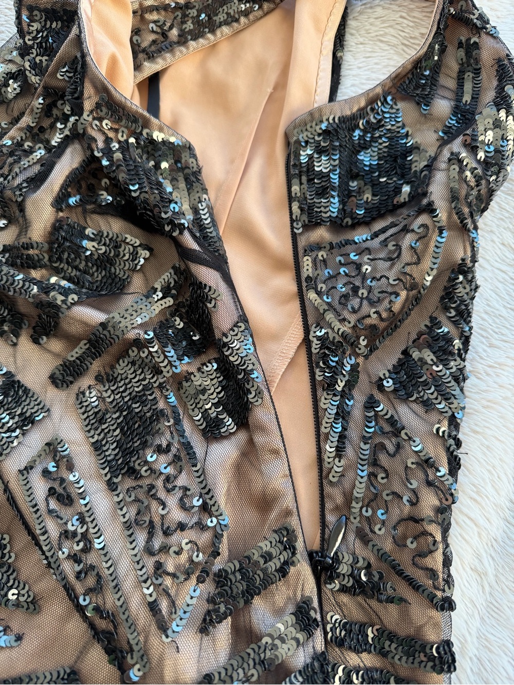 Vintage Bebe Black Sequin V-Neck Cocktail Mini Dress Size S XS - Picture 10 of 14